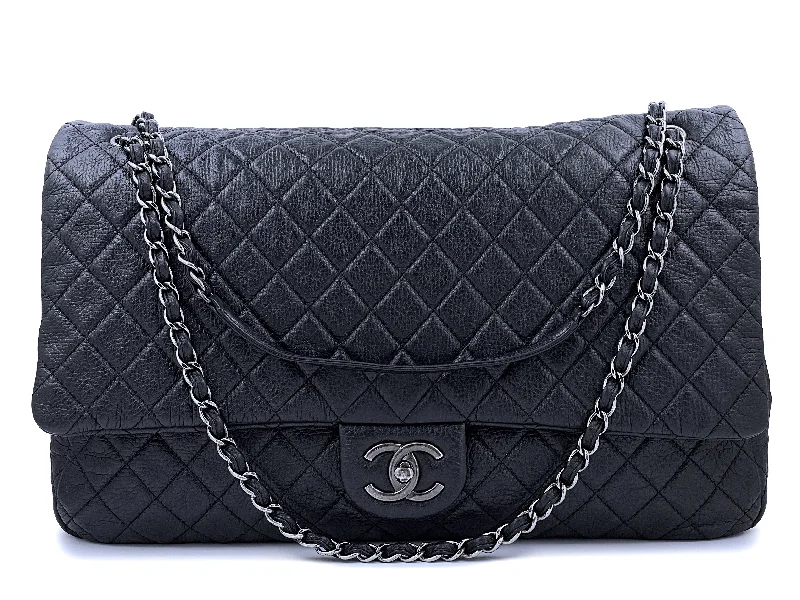 Chanel bags for a polished and professional appearanceChanel Black Calfskin Runway XXL Airlines Travel Flap Bag RHW