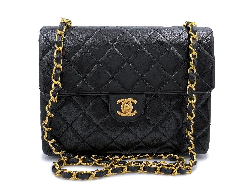 Chanel bags for women with a taste for high fashionPristine Chanel 1989 Vintage Black 20cm Square Mini Flap Bag 24k GHW Lambskin