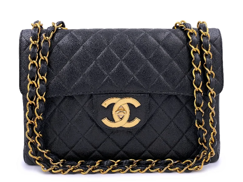 Chanel bags for women who love timeless fashionChanel 1997 Vintage Black Caviar Jumbo Classic Flap Bag 24k GHW