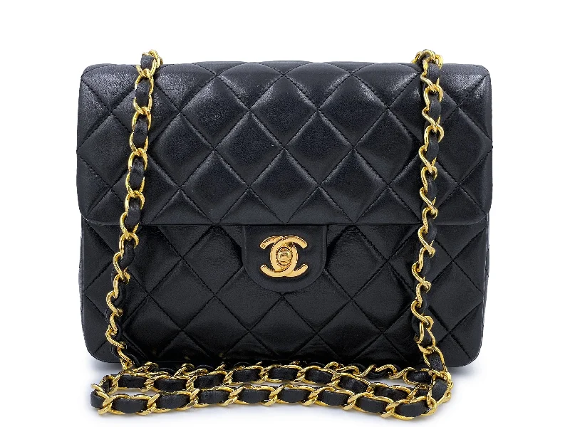 Chanel Colorful Handbag for Spring OutfitsPristine Chanel 1990 Vintage Black 20cm Mini Square Quilted Flap Bag 24k GHW Lambskin