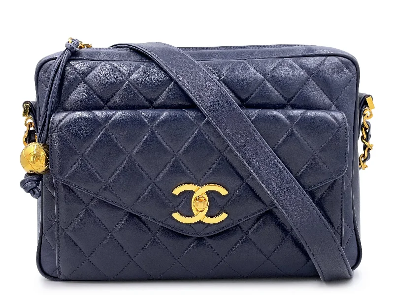 Chanel bags with classic and elegant designsRare Chanel 1994 Vintage Navy Blue Flap Pocket Camera Case Bag 24k GHW