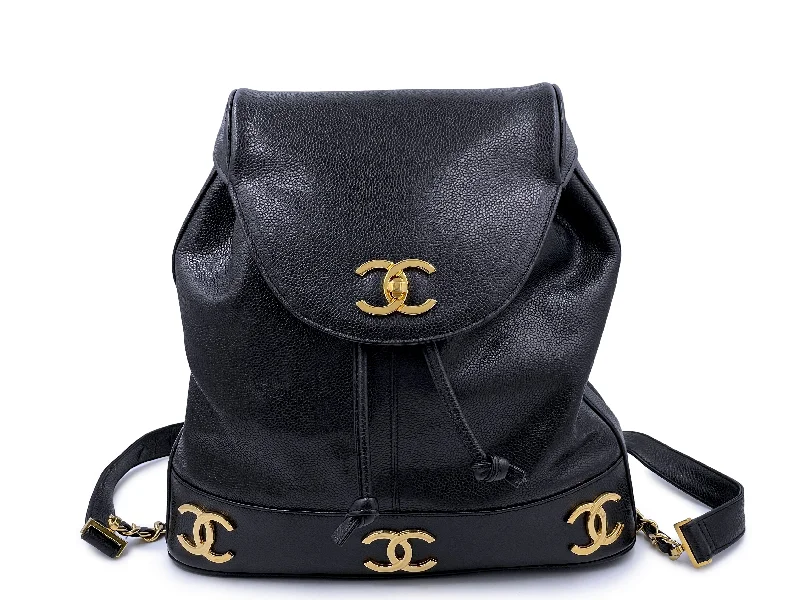 Chanel Lightweight Handbag for Daily ErrandsChanel 1994 Vintage Black Caviar Classic Gold CC Backpack Bag 24k GHW