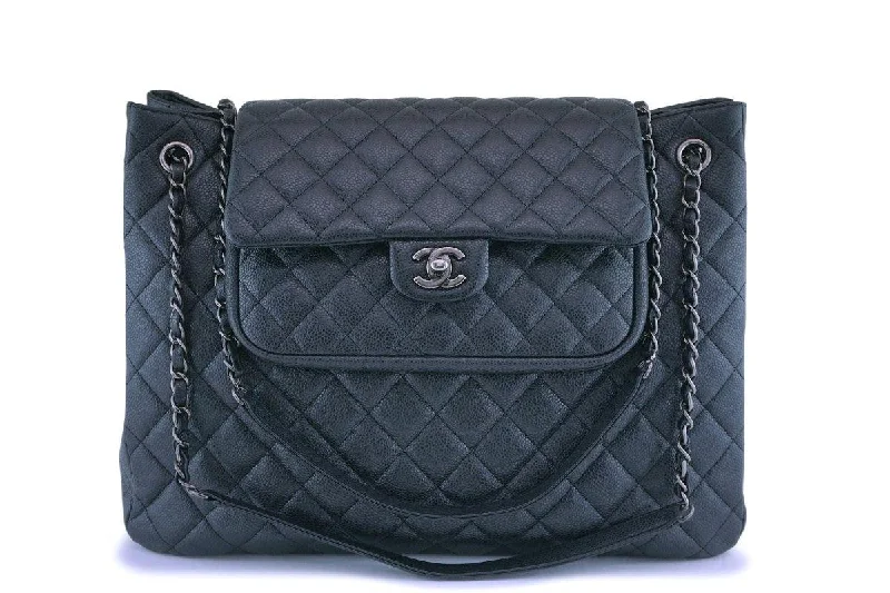 Chanel bags with adjustable chain strapsChanel Charcoal Gray Caviar Classic Flap Timeless Tote Bag