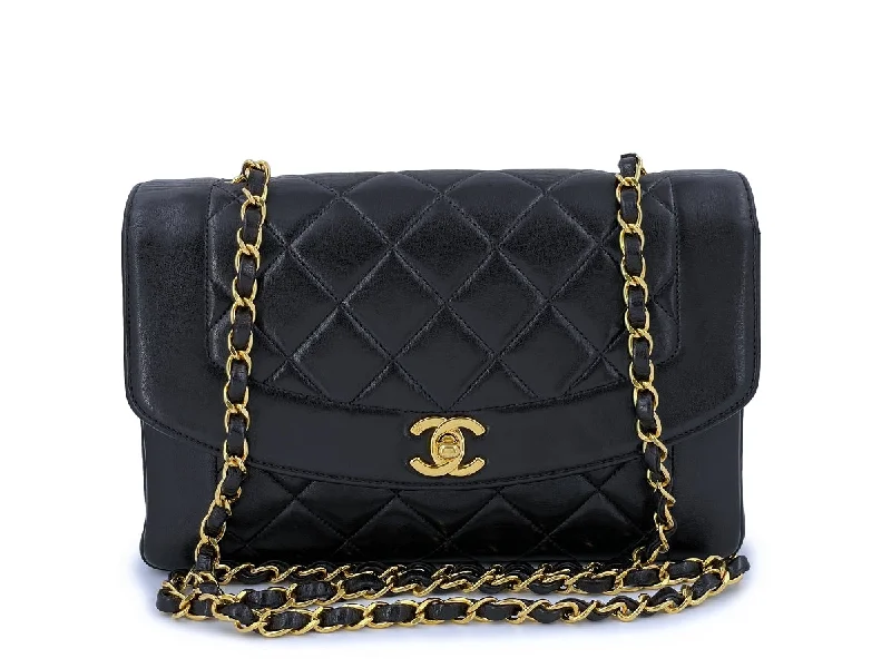 Chanel bags for the minimalist fashionChanel Vintage Diana Flap Bag Black Medium 24k GHW Pocket