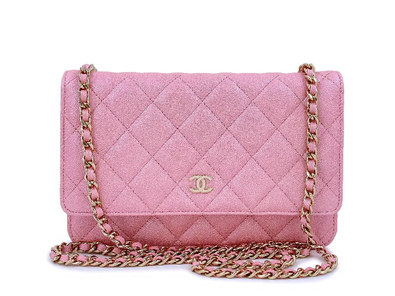 Chanel Small Crossbody Bag for TravelNIB 19S Chanel Iridescent Pink Caviar Classic Wallet on Chain WOC Bag GHW