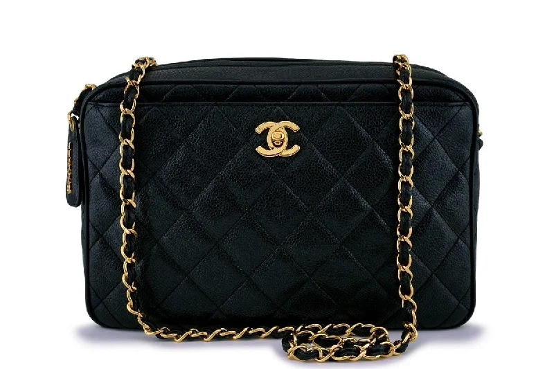 Chanel bags for women who appreciate fine craftsmanshipRare Chanel Vintage Black Caviar Classic Camera Case Bag 24k GHW