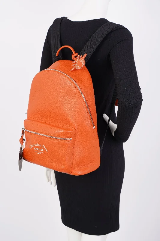 Fashion - forward Christian Dior tote bags for the modern womanChristian Dior Atelier Backpack Orange Leather