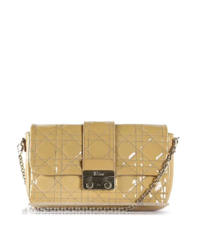 Christian Dior crossbody bags with a front - flap pocket for easy accessCHRISTIAN DIOR Beige Cannage Patent Leather Small Miss Dior Promenade Crossbody Bag