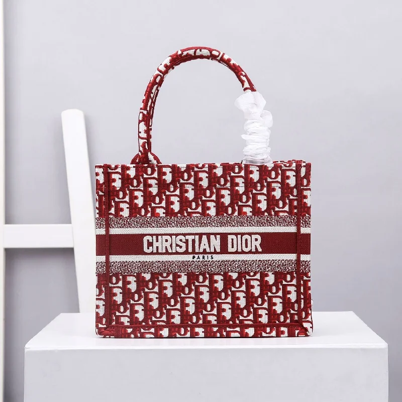 Christian Dior bags with a side - pocket for holding a water bottleChristian Dior Small Book Tote Red, For Women