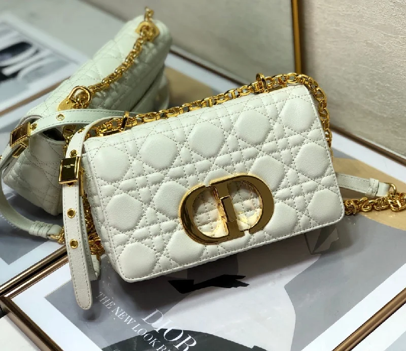 Christian Dior handbags with a detachable mirror for on - the - go touch - upsChristian Dior Small Caro Bag, White