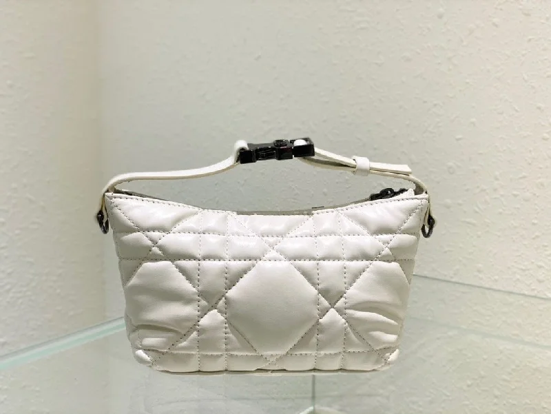 Luxury Christian Dior crossbody bags with a chain - link strapChristian Dior Small DYORTravel Nomad Pouch White