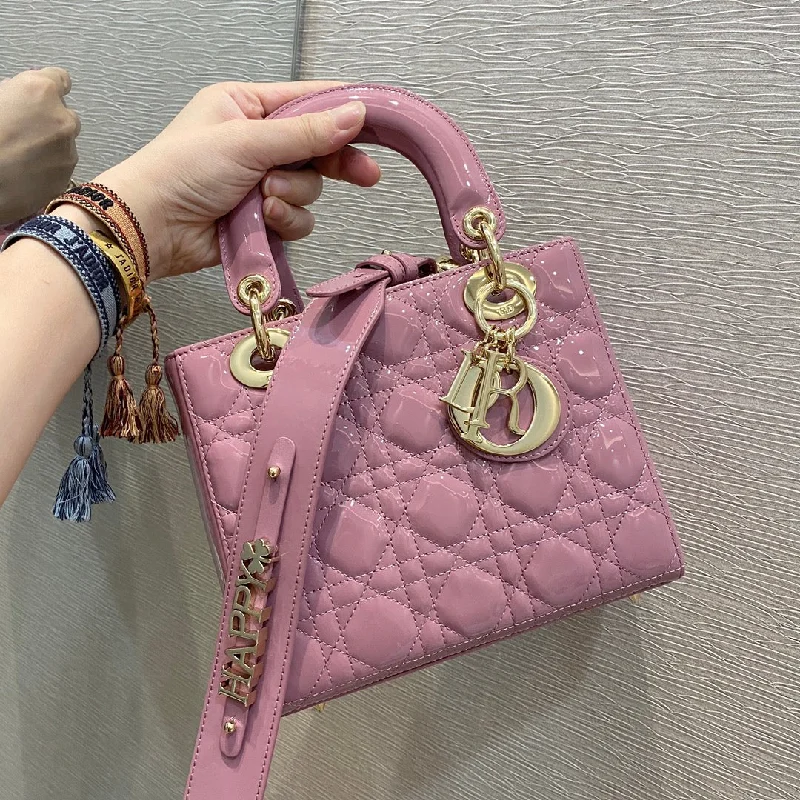 Christian Dior handbags with a removable shoulder strap for versatilityChristian Dior Small Lady Bag Clutch Gold Toned Hardware Pink