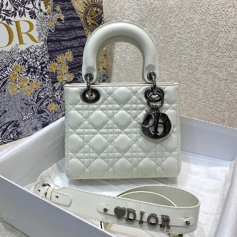 Fashion - forward Christian Dior tote bags for the modern womanChristian Dior Small Lady Bag Silver Hardware, White,