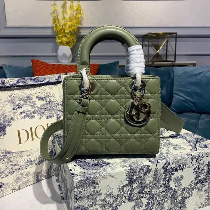 Christian Dior handbags with a removable shoulder strap for versatilityChristian Dior Small Lady Bag Ultramatte Cannage Olive Green