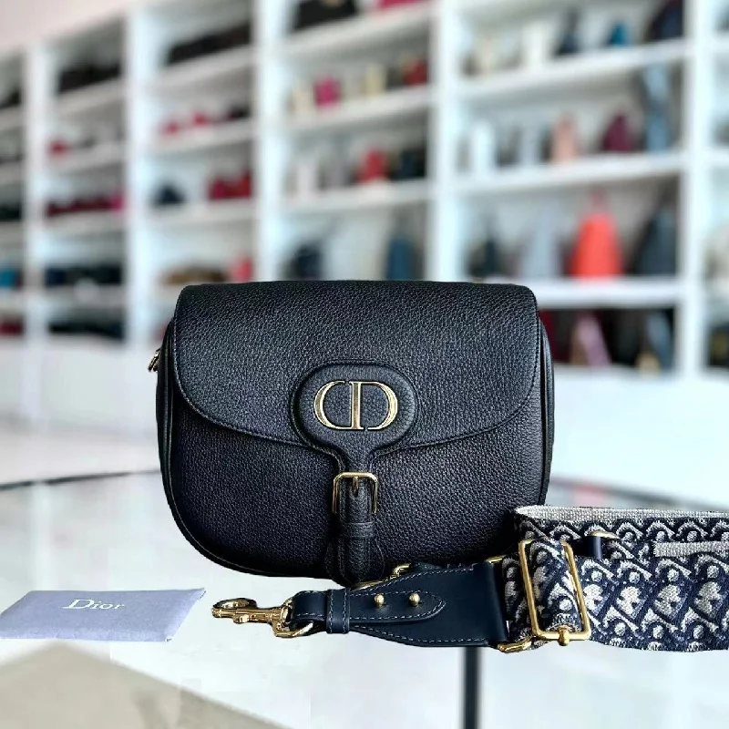 Christian Dior handbags with a snap - button closure and a decorative buckleBobby Large Grained Calfskin Black Golden Hardware With Strap