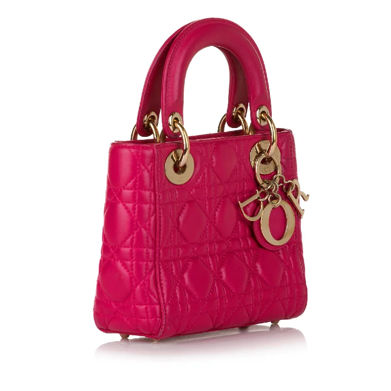 Trendsetting Christian Dior crossbody bags with a colorful strapDior Cannage Lady Dior Lambskin Leather Satchel (32440)