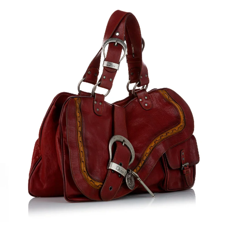 Christian Dior bags with a zip - top closure and multiple compartmentsDior Gaucho Saddle Leather Handbag (25955)