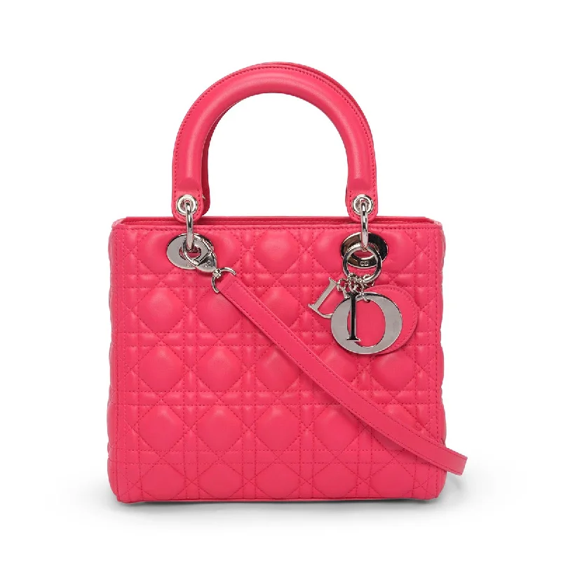 Trendsetting Christian Dior crossbody bags with a colorful strapDior Hot Pink Cannage Lambskin Medium Lady Dior Bag