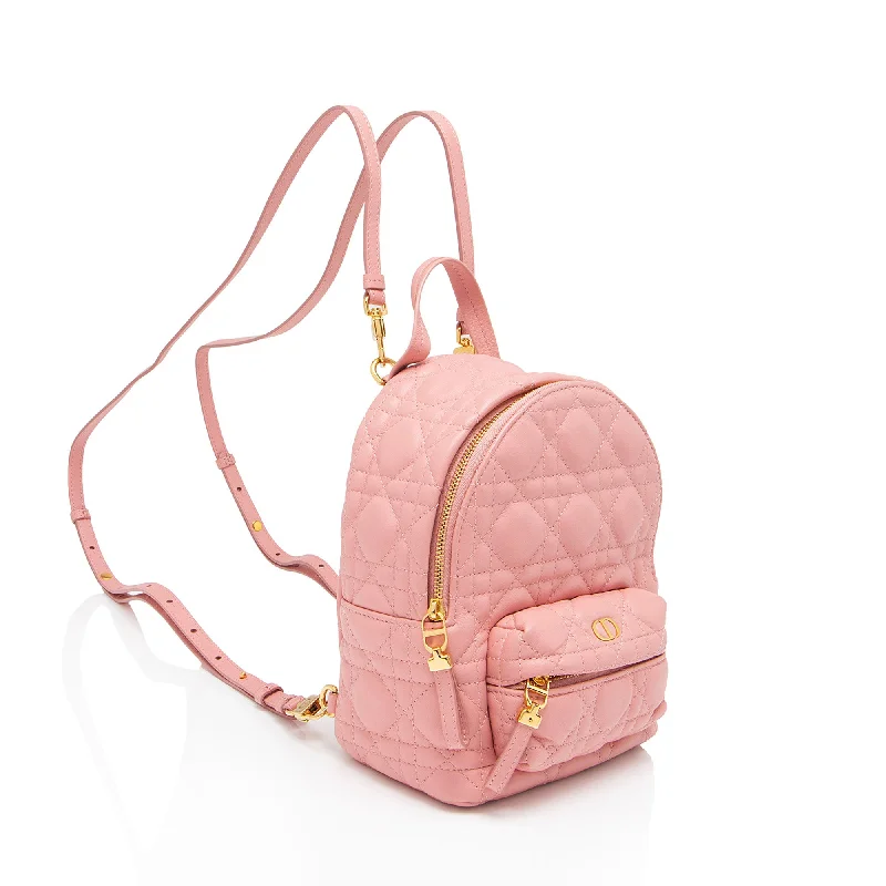 Christian Dior bags with a side - pocket for holding a water bottleDior Lambskin Cannage Mini Backpack (j3hrX8)