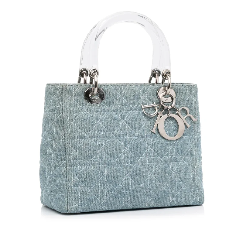 Trendsetting Christian Dior crossbody bags with a colorful strapDior Medium Cannage Lady Dior Denim Satchel (SHG-jT3XX6)