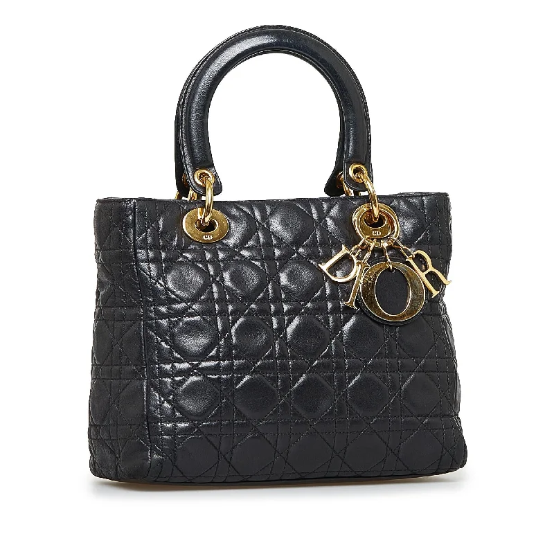 Christian Dior tote bags with a double - handle and shoulder - strap optionDior Medium Cannage Lady Dior (SHG-2V6ePn)