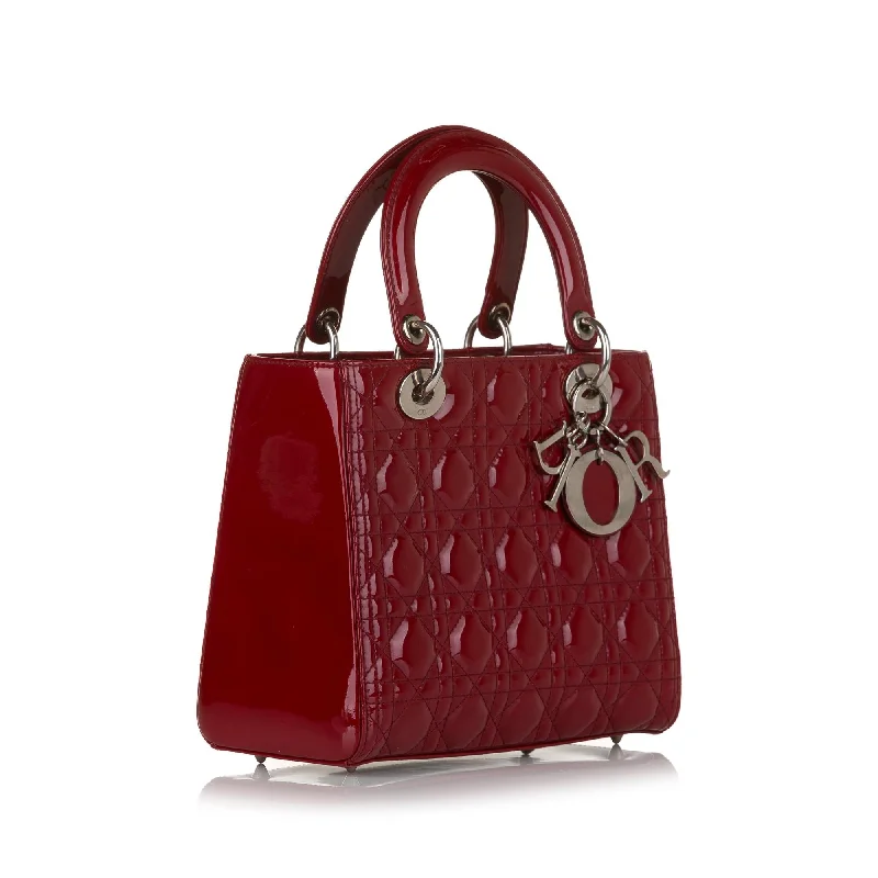 High - fashion Christian Dior bags with a geometric patternDior Medium Lady Dior Patent Leather Satchel (SHG-36129)