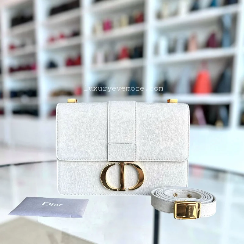 Christian Dior bags with a detachable coin purse insideMontaigne 30 Grained Calfskin White Golden Hardware