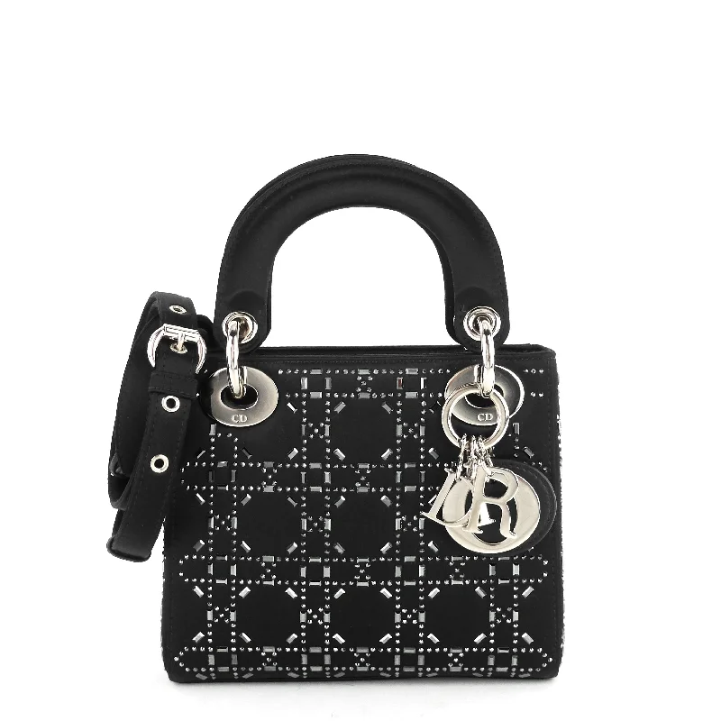 Christian Dior crossbody bags with a front - flap pocket for easy accessLady Dior Mini Satin Strass Cannage Bag