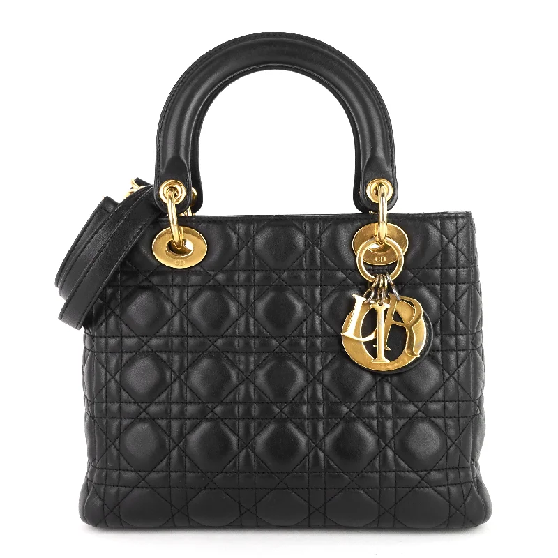 Christian Dior handbags with a removable shoulder strap for versatilityLady Dior Medium Cannage Lambskin Bag