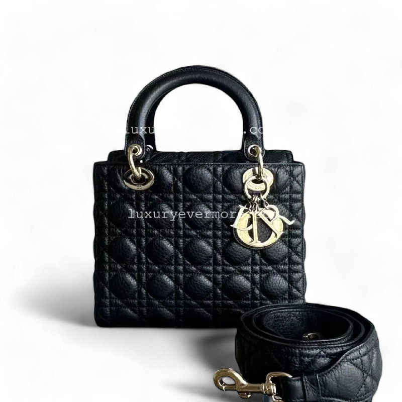 Christian Dior Saddle bags with a patent leather finish for a shiny look*Flap, Grained Calf* Lady Medium Grained Calfskin Black Golden Hardware