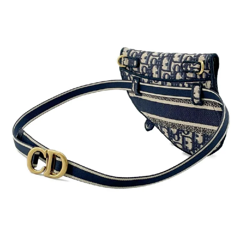 Luxury Christian Dior crossbody bags with a chain - link strapDior Oblique saddle Waist Bag Navy S5632CRIW Canvas