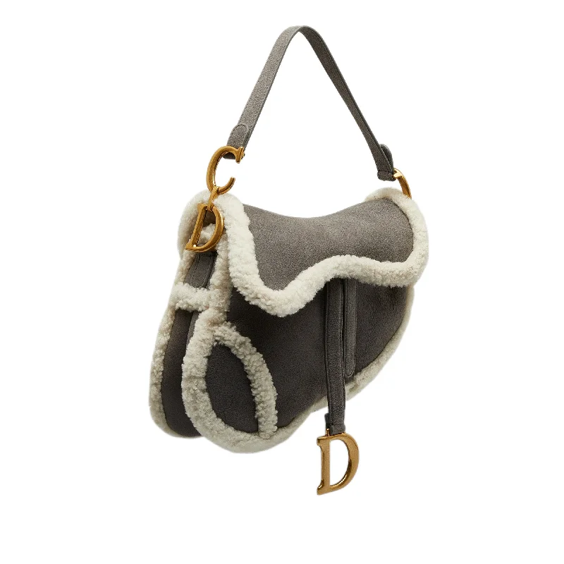 Christian Dior handbags with a removable shoulder strap for versatilityDIOR Shearling Saddle Bag