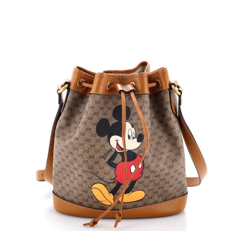 Stylish Christian Dior shoulder bags with a tassel - adorned zipperDisney Mickey Mouse Bucket Bag Printed Mini GG Coated Canvas