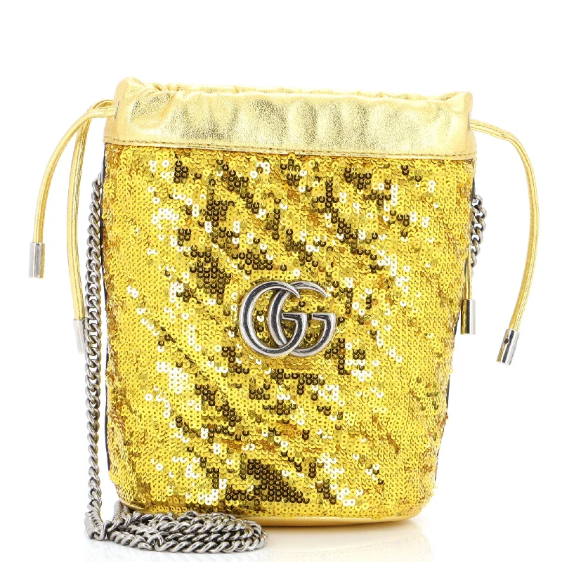 Trendsetting Christian Dior crossbody bags with a colorful strapGG Marmont Bucket Bag Diagonal Quilted Sequins Mini