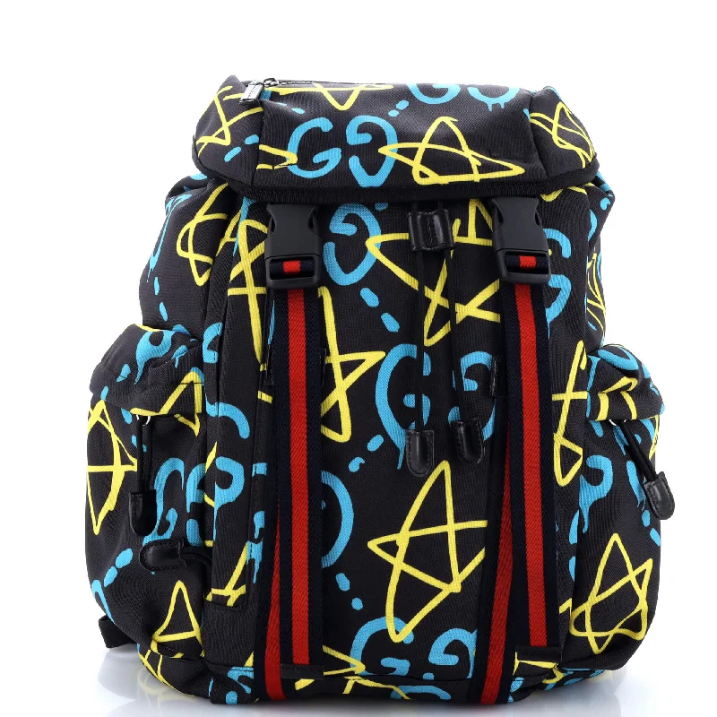 Contemporary Christian Dior handbags with a unique shapeTechpack Backpack GucciGhost Print Canvas